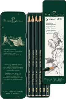Faber-Castell Castell 9000 Art Set - sada grafitových ceruziek - 6 ks - plechová krabička