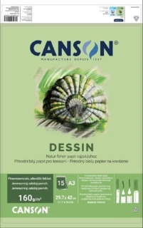 Skicovací blok CANSON DESSIN A3 - 160g/m2 - 15 listov - 29,7x42 cm - lepená väzba